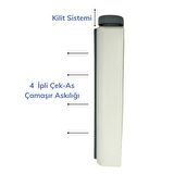 BUFFER® Pratik Portatif Yeni Nesil Çek As  Kolay Askılık 4 İpli Askılık Çamaşır Kurutma Askısı